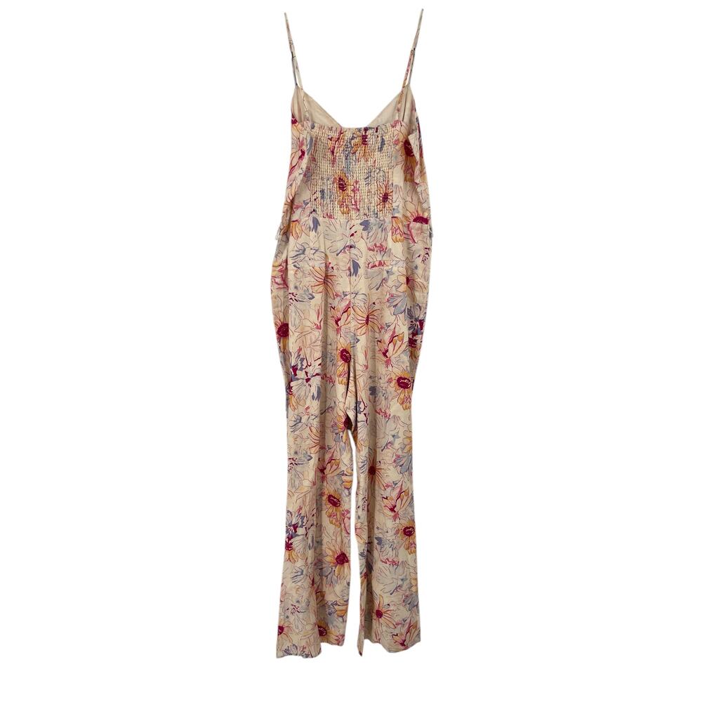 Paige Jumpsuit Akari Floral straight sleeveless linen blend size 10 MISSING BELT - Picture 5 of 8